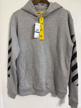 OFF-WHITE VIRGIL ABLOH KIDS PRINT HOODIE SWEATSHIRT HEATHER GREY XL 16